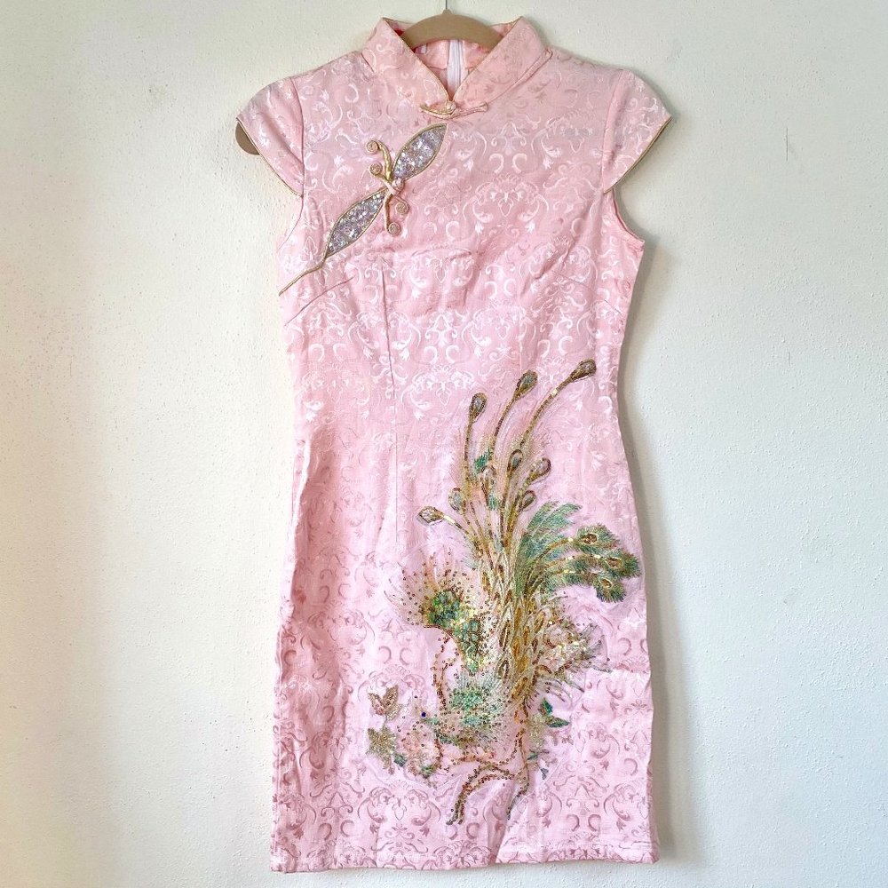 Phoenix Pink Sequin Embellished Qipao Cheongsam